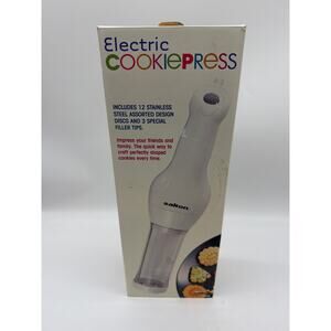 Salton Electric Cookie Press & Food Decorator 12 Discs 3 Tips OPEN BOX